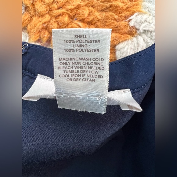 Loft Navy Blue Velvet Blocked Shift Mini Dress Short Sleeve Size Small - Picture 9 of 9